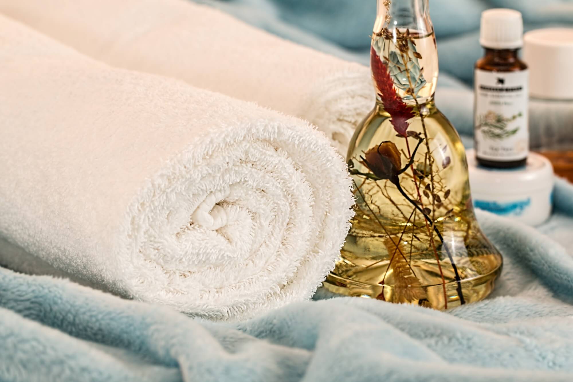 day spa towels and oil